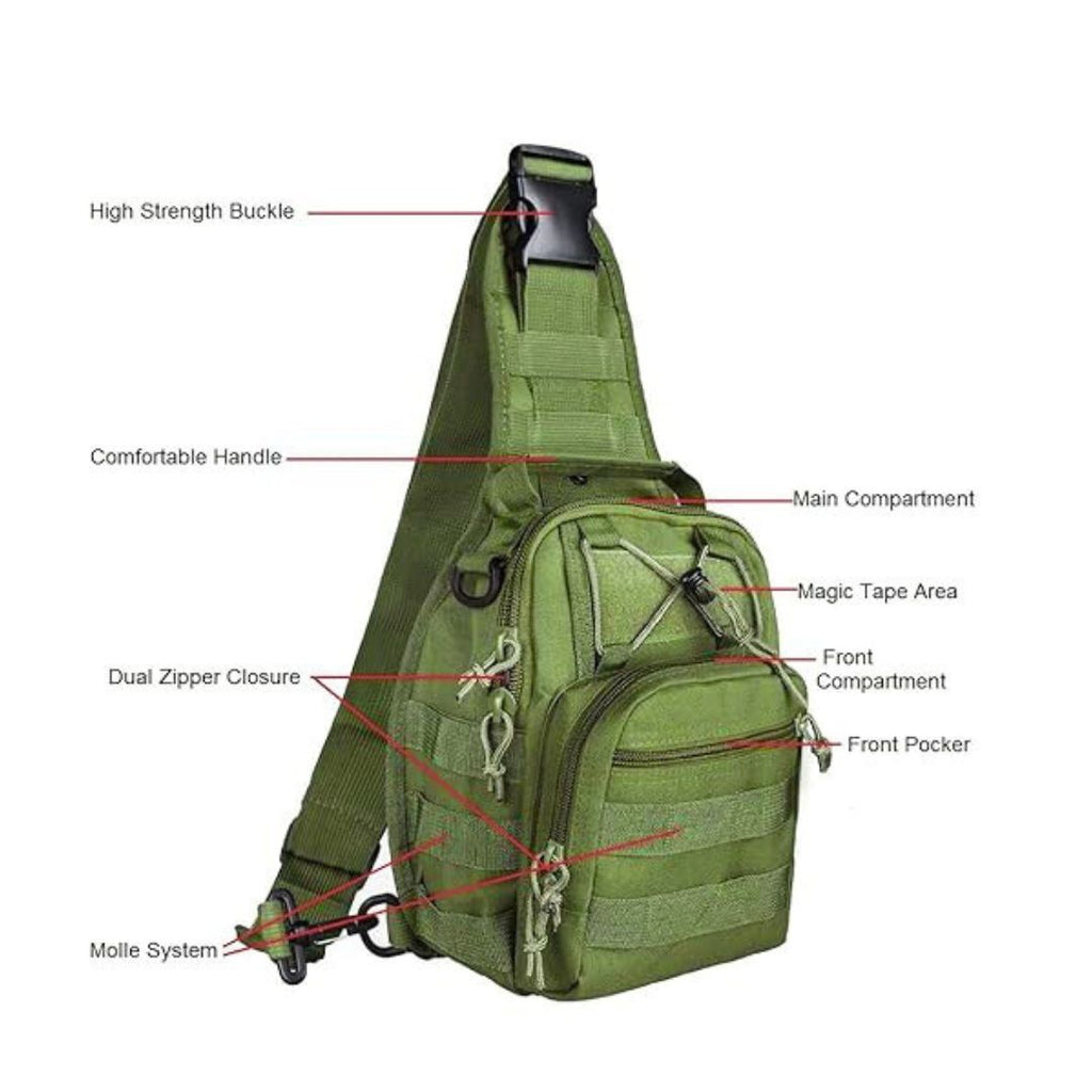 Tactical Chest Bag  – Military Crossbody Shoulder Pack with Multiple Pockets & Heavy-Duty Zippers