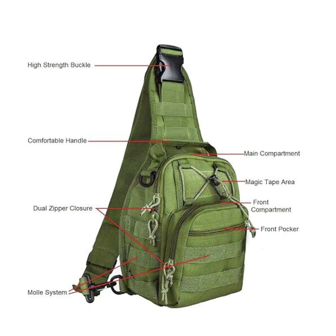 Tactical Chest Bag  – Military Crossbody Shoulder Pack with Multiple Pockets & Heavy-Duty Zippers