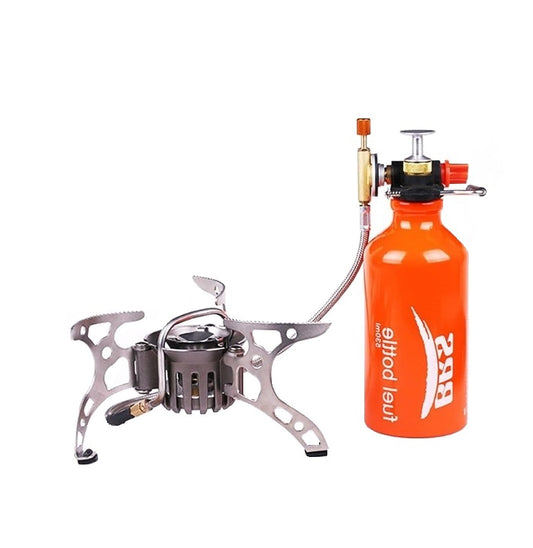 Portable Multi-Fuel Camping Stove with Fuel Bottle – Lightweight Outdoor Cooking Gear for Hiking, Backpacking & Survival BRS-8