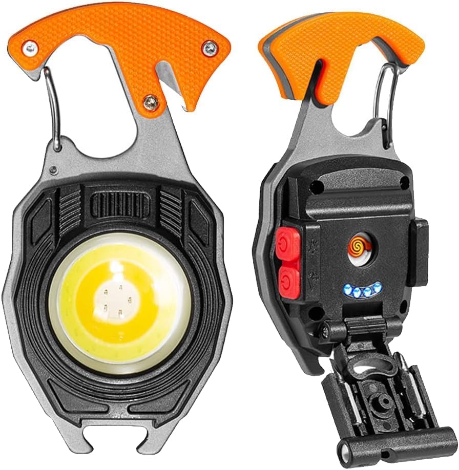 Rechargeable COB LED Keychain Flashlight – 800 Lumens with Multi-Tool & Emergency Whistle