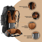 Tripole Walker Pro 80L Metal Frame Rucksack with Rain Cover & Laptop Sleeve - The Adventure Hut