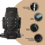 Tripole Walker Pro 60L Metal Frame Rucksack with Rain Cover for Trekking & Travel | Front Opening | Laptop Sleeve | Men & Women - THE ADVENTURE HUT