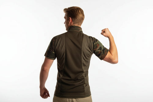 CAMO URI STAND COLLAR T-SHIRT– Military-Style Half Sleeve Outdoor Tee - The Adventure Hut