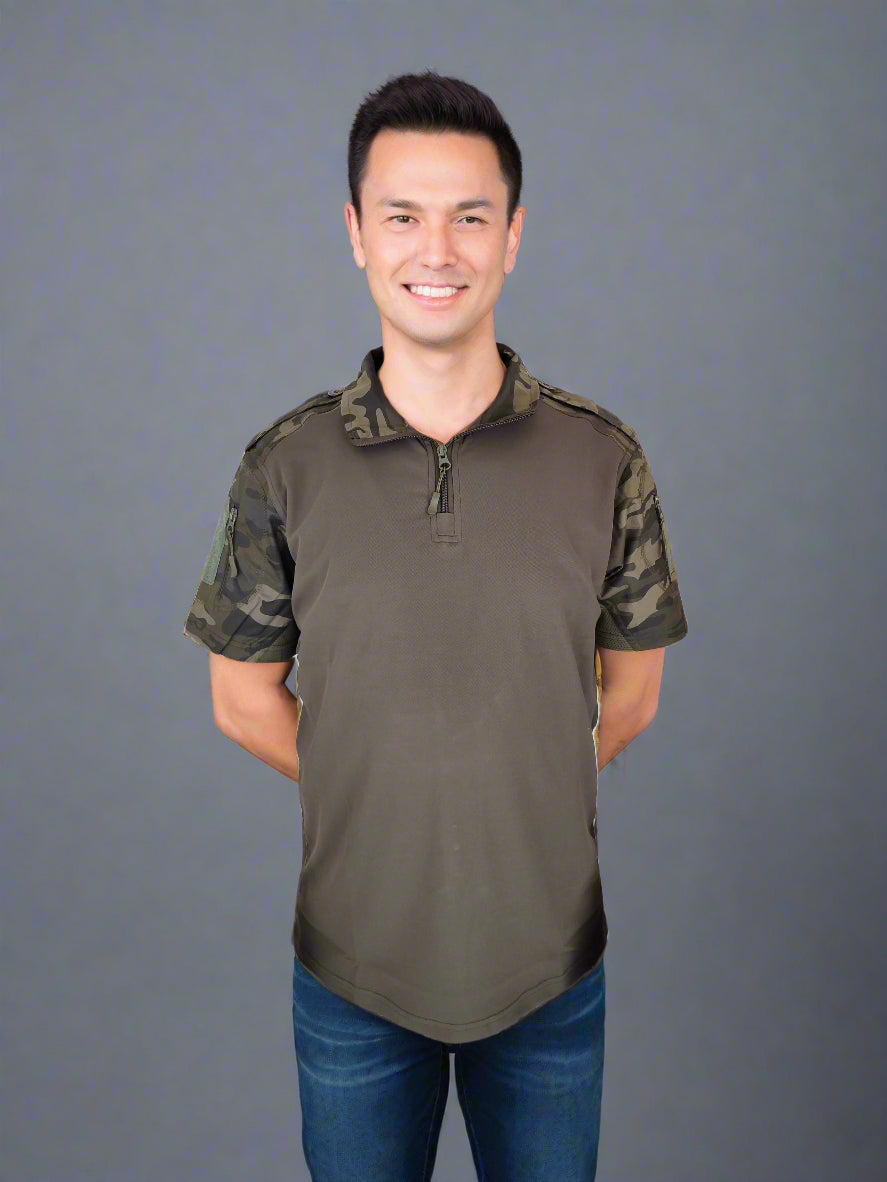 Camo URI T-Shirt – Military-Style Half Sleeve Cotton Tee for Outdoor & Casual Wear