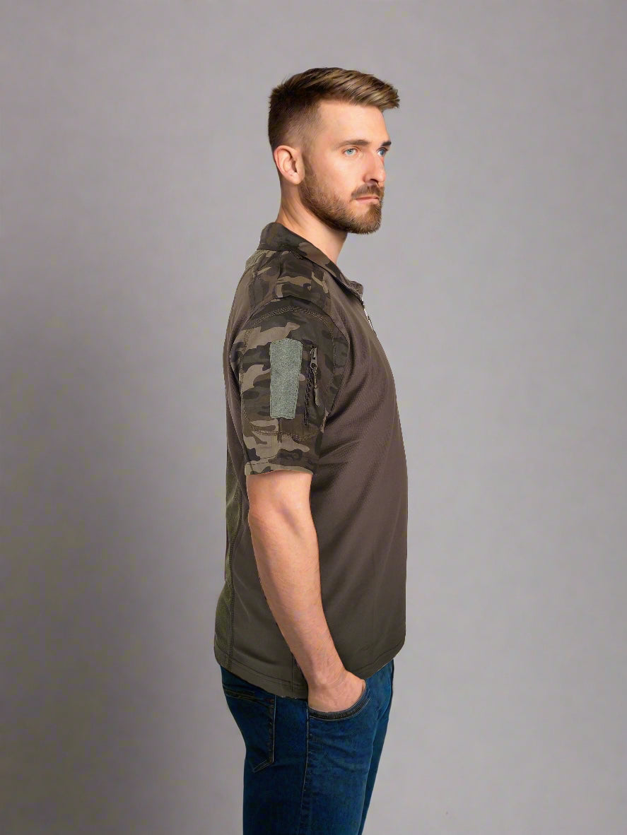 Camo URI T-Shirt – Military-Style Half Sleeve Cotton Tee for Outdoor & Casual Wear