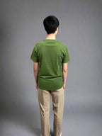OG OLIVE GREEN PLAIN T-SHIRT (MR)-Round Neck Half Sleeve Cotton Tee - The Adventure Hut