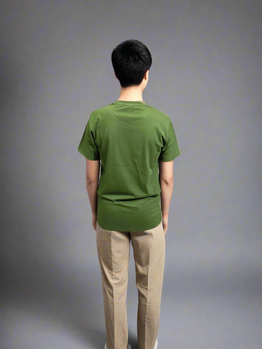 OG OLIVE GREEN PLAIN T-SHIRT (MR)-Round Neck Half Sleeve Cotton Tee