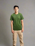 OG OLIVE GREEN PLAIN T-SHIRT (MR)-Round Neck Half Sleeve Cotton Tee - The Adventure Hut