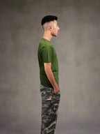 OG OLIVE GREEN PLAIN T-SHIRT (MR)-Round Neck Half Sleeve Cotton Tee - The Adventure Hut