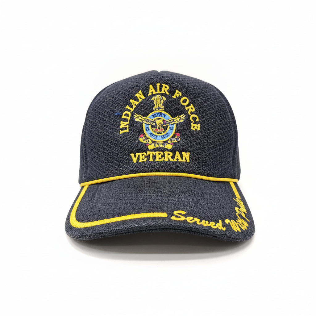 AIRFORCE VETERAN NETTED BLACK CAP EX-SERVICEMEN