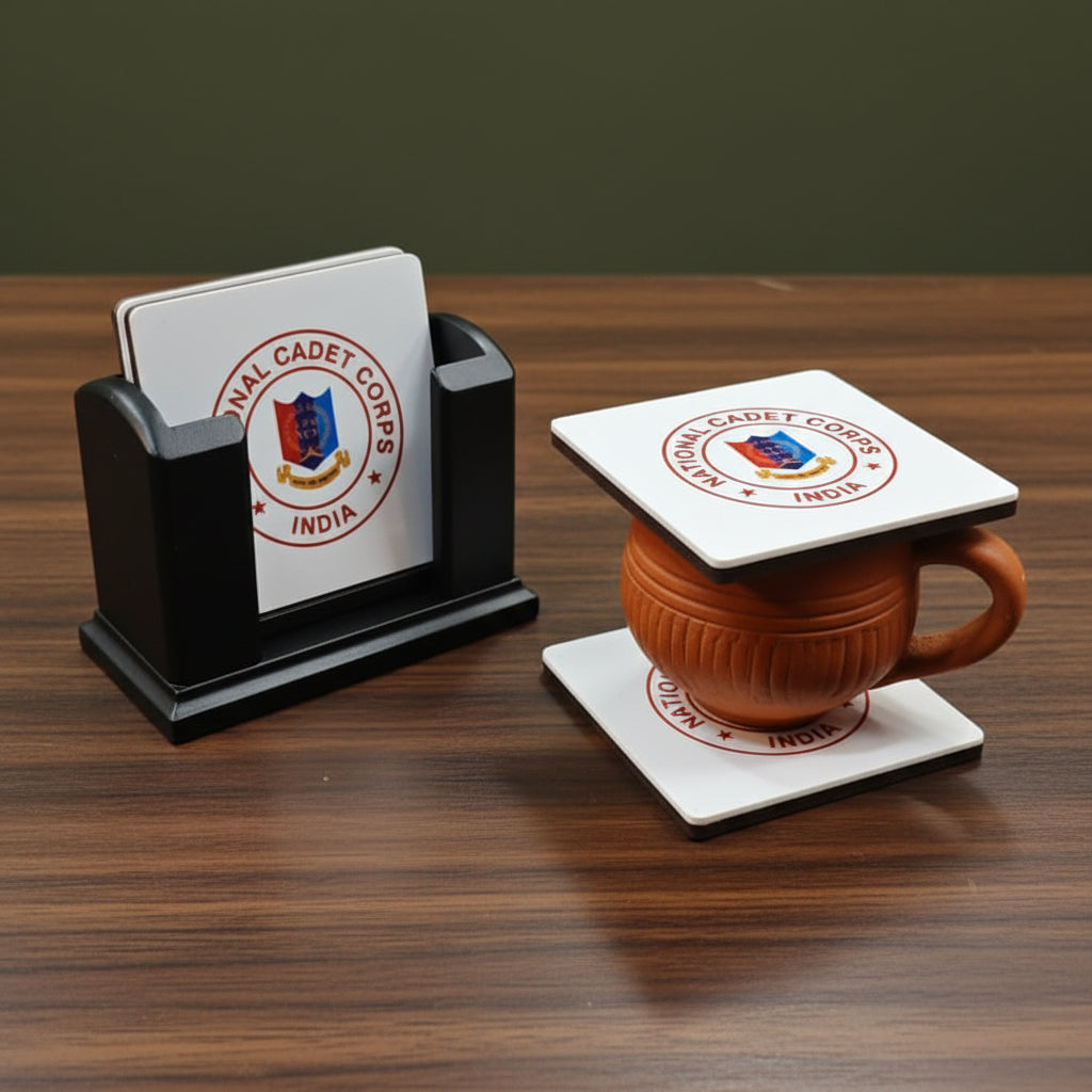 NCC COASTER GLASS CUP COVER (SET OF 4 PIECES) NATIONAL CADET CORPS