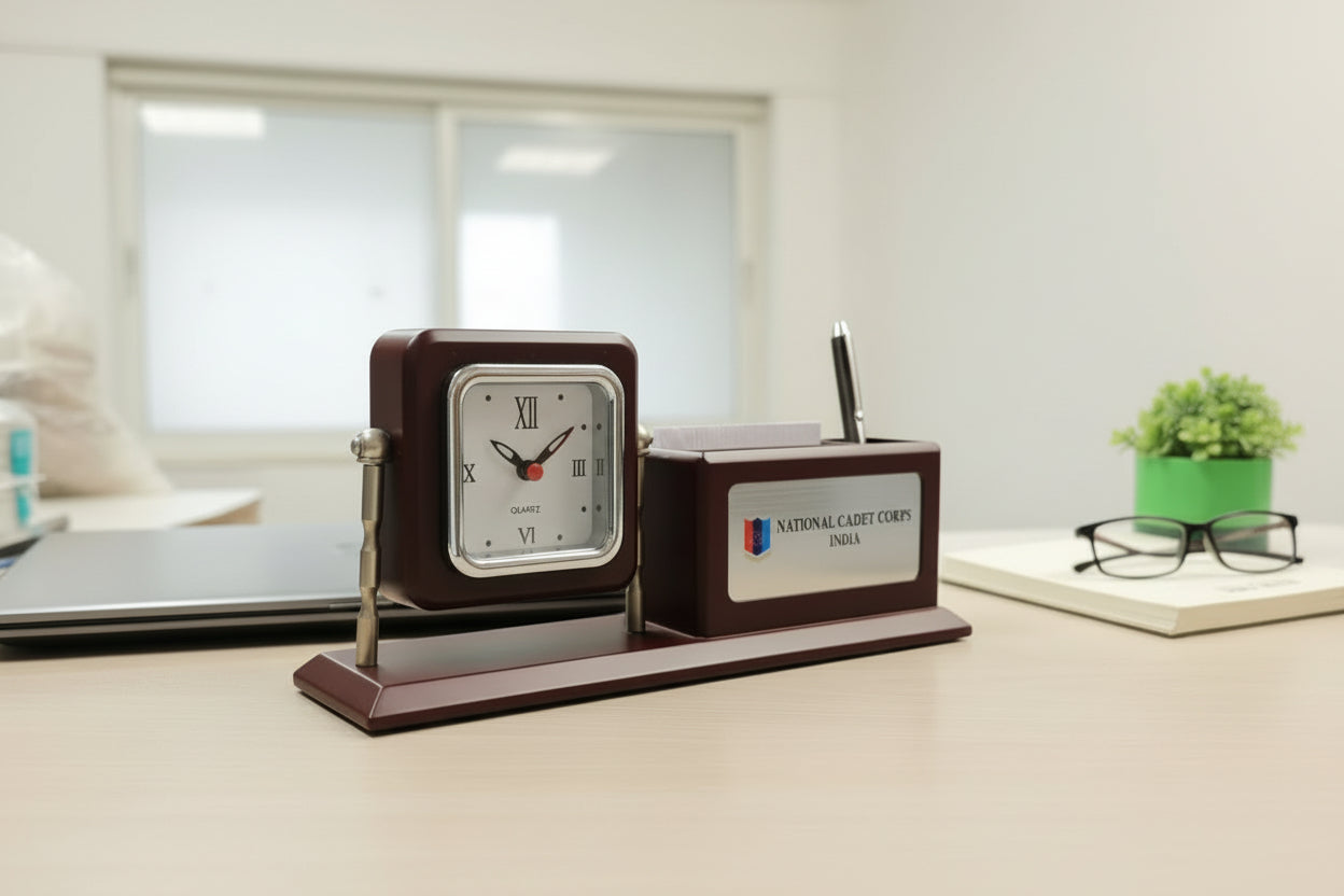 NCC PEN STAND WITH BIG WATCH FOR DESK