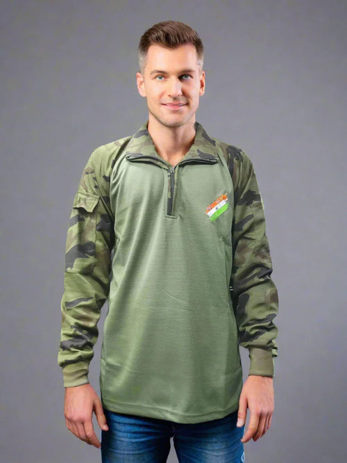 CAMO URI FULL SLLEVES T-SHIRT – Military-Style Cotton Tee for Outdoor & Casual Wear - The Adventure Hut