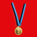 NCC AWARD GOLDEN MEDAL WITH NCC TRICOLOUR RIBBON AND BOTH SIDE LOGO MADE OF METAL( 5CM DIAMETER)