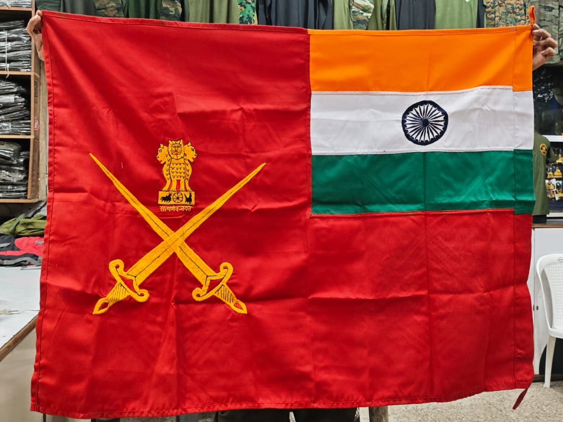 INDIAN ARMY FLAG COTTON WITH EMBROIDERY LOGO( 4FT X 3FT)