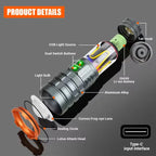 YEMAO YM-G580 2500LM Handheld Flashlight | USB-C Rechargeable - The Adventure Hut
