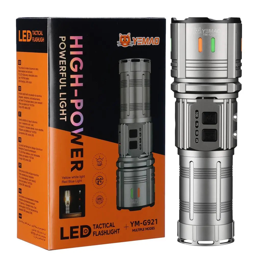 YEMAO YM-G921 High-Power LED Tactical Flashlight with Side Lamp & Zoom