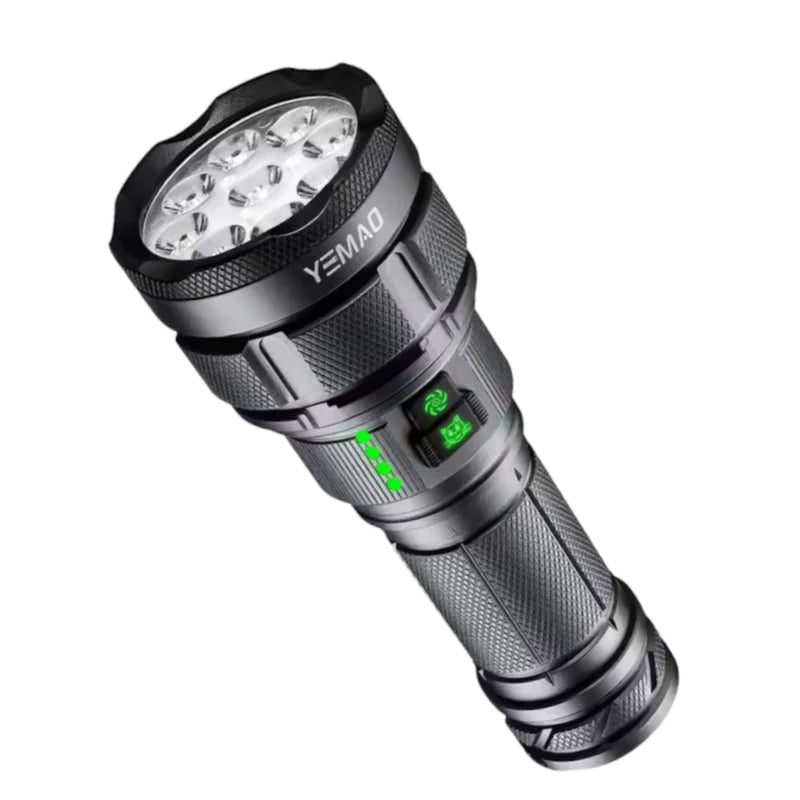 YEMAO YM-A9 9LED 2x26650 Flashlight with Power Bank, Type-C, filters and cap - The Adventure Hut