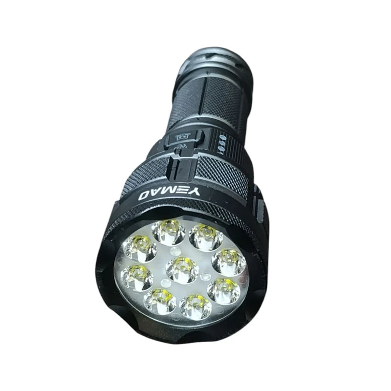 YEMAO YM-A9 9LED 2x26650 Flashlight with Power Bank, Type-C, filters and cap - The Adventure Hut