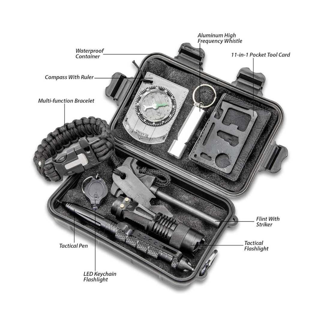 Emergency Outdoor Survival Kit | Tactical Flashlight, Ferro Rod, Compass & Paracord | THE ADVENTURE HUT