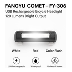 Comet FY-306 USB Rechargeable Bike Headlight | 120 Lumens | Night Riding & Commuting | THE ADVENTURE HUT