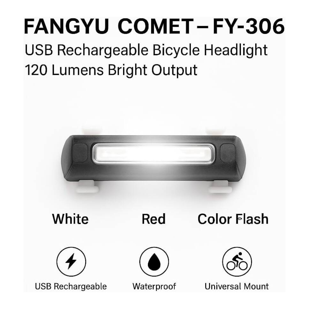 Comet FY-306 USB Rechargeable Bike Headlight | 120 Lumens | Night Riding & Commuting | THE ADVENTURE HUT