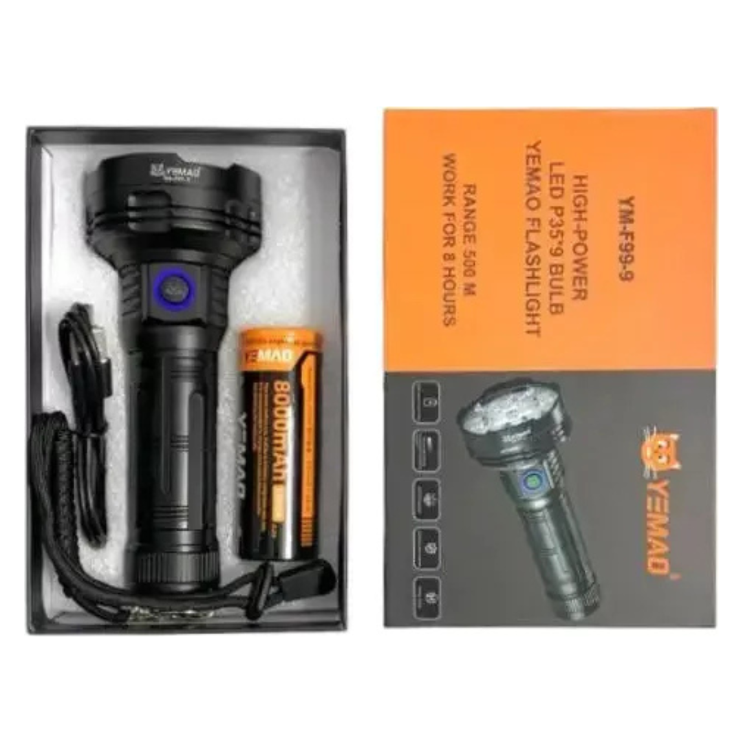 THE ADVENTURE HUT YEMAO YM-F99 Tactical Flashlight | 500m Range | 9 LED | 60W | Rechargeable