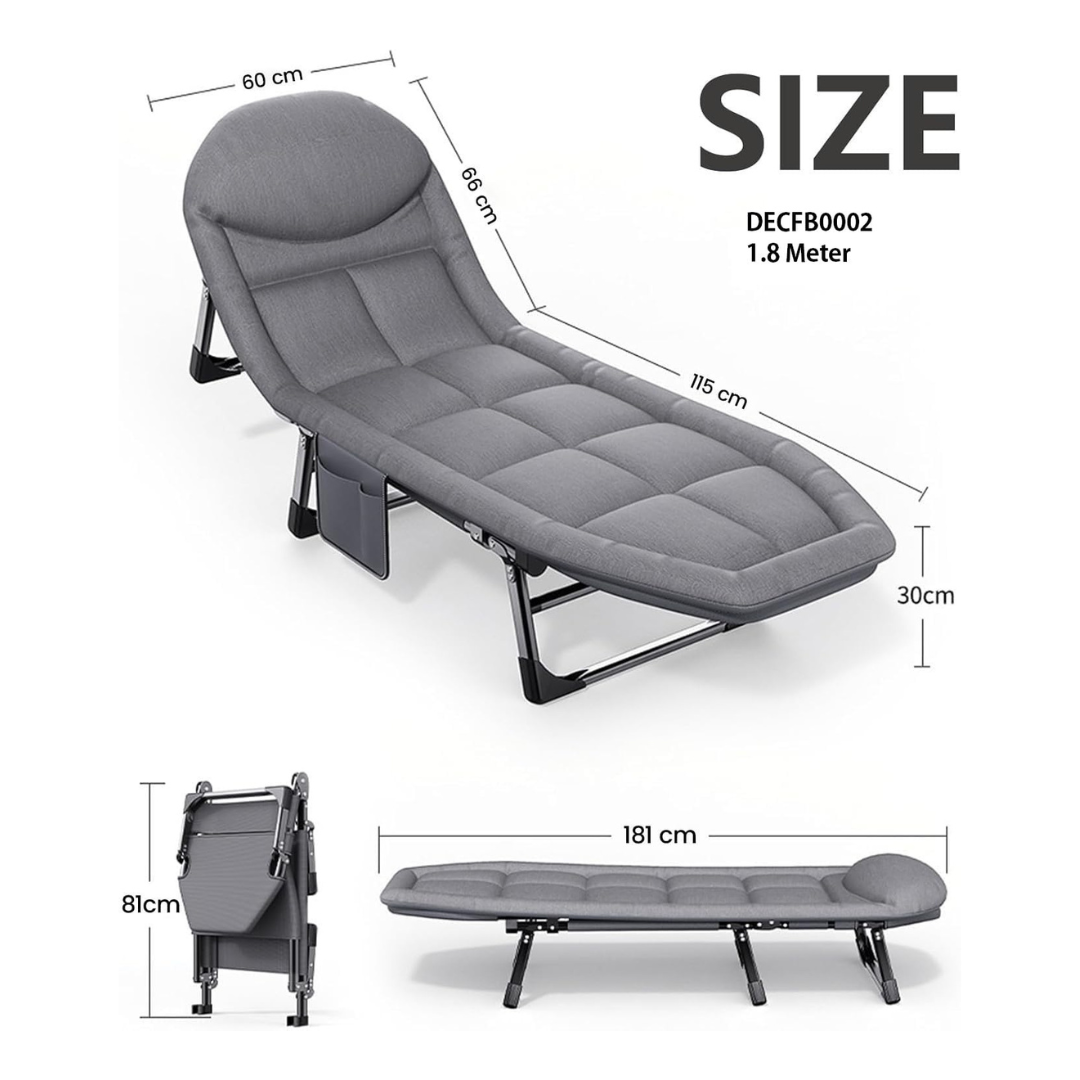 Portable Folding Camping Cot Bed for Sleeping with Soft Cushion Adjustable Backrest | THE ADVENTURE HUT