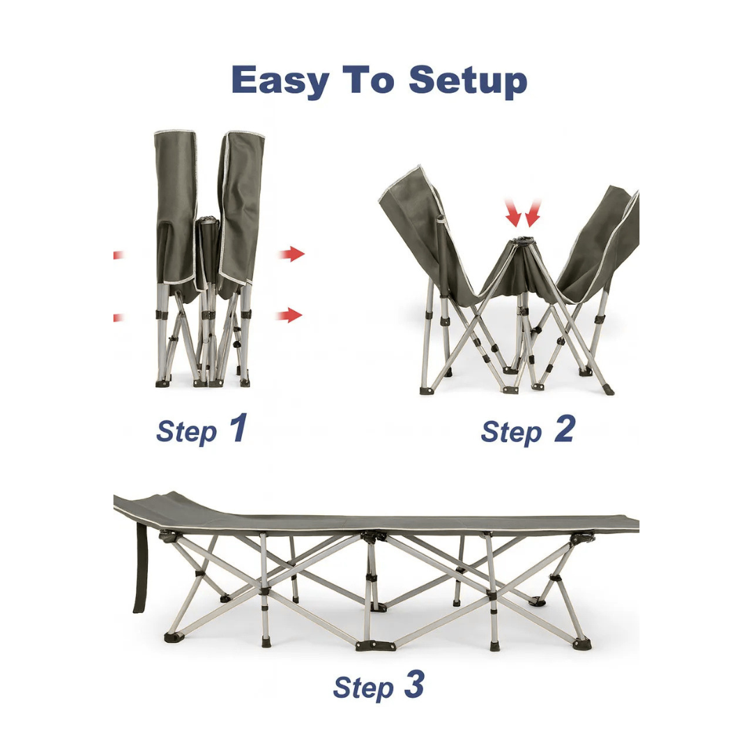 Folding Camping Bed Heavy Duty Steel | THE ADVENTURE HUT