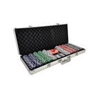 500pc Casino Size Poker Chip Set with 2 Deck of Cards and 5 Dice in Lockable Aluminum Hard Case, Poker Set