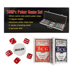 500pc Casino Size Poker Chip Set with 2 Deck of Cards and 5 Dice in Lockable Aluminum Hard Case, Poker Set