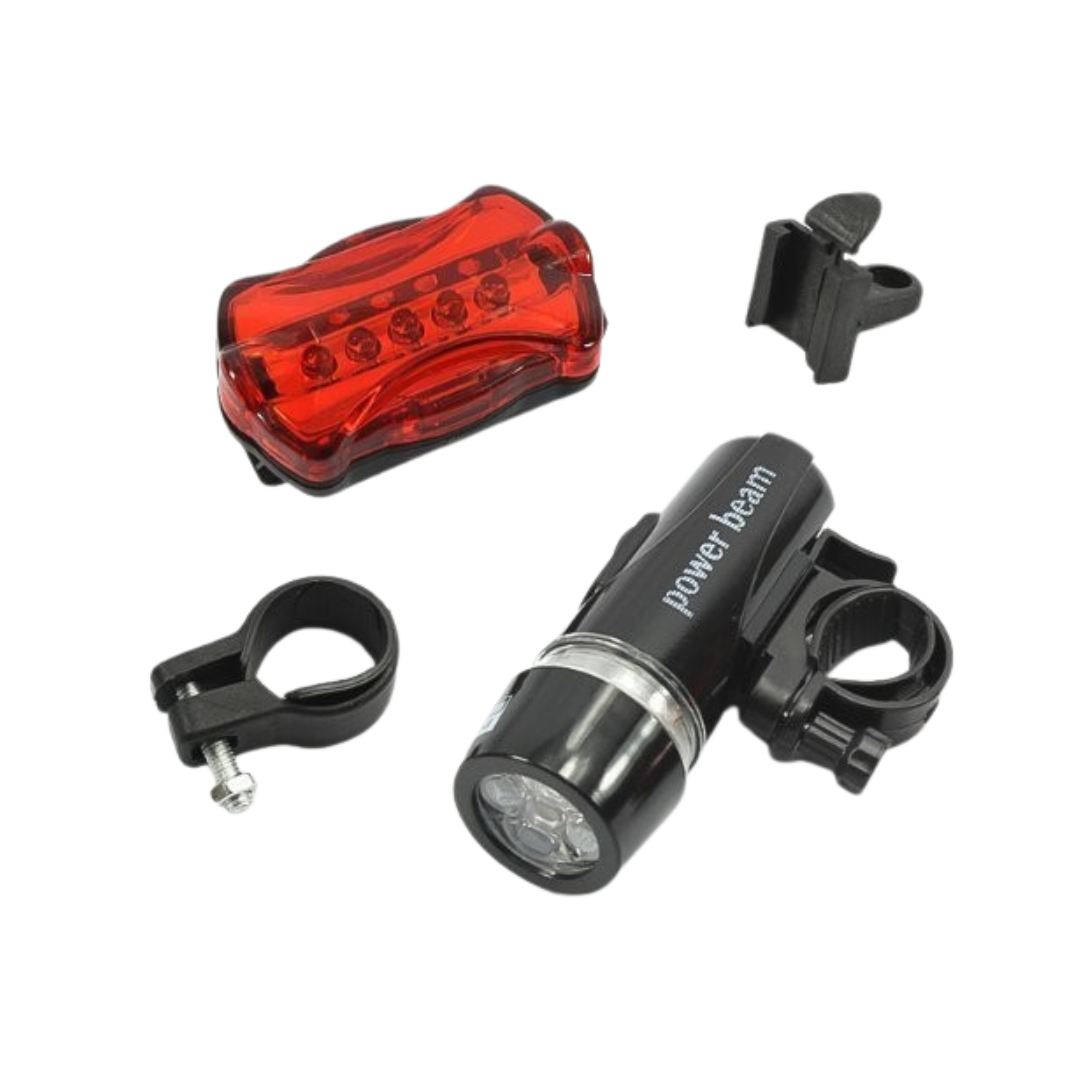 Powerbeam - Black Bicycle Safety Warning Light Set, Head and Tail Led Lights | THE ADVENTURE HUT