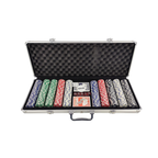 500pc Casino Size Poker Chip Set with 2 Deck of Cards and 5 Dice in Lockable Aluminum Hard Case, Poker Set
