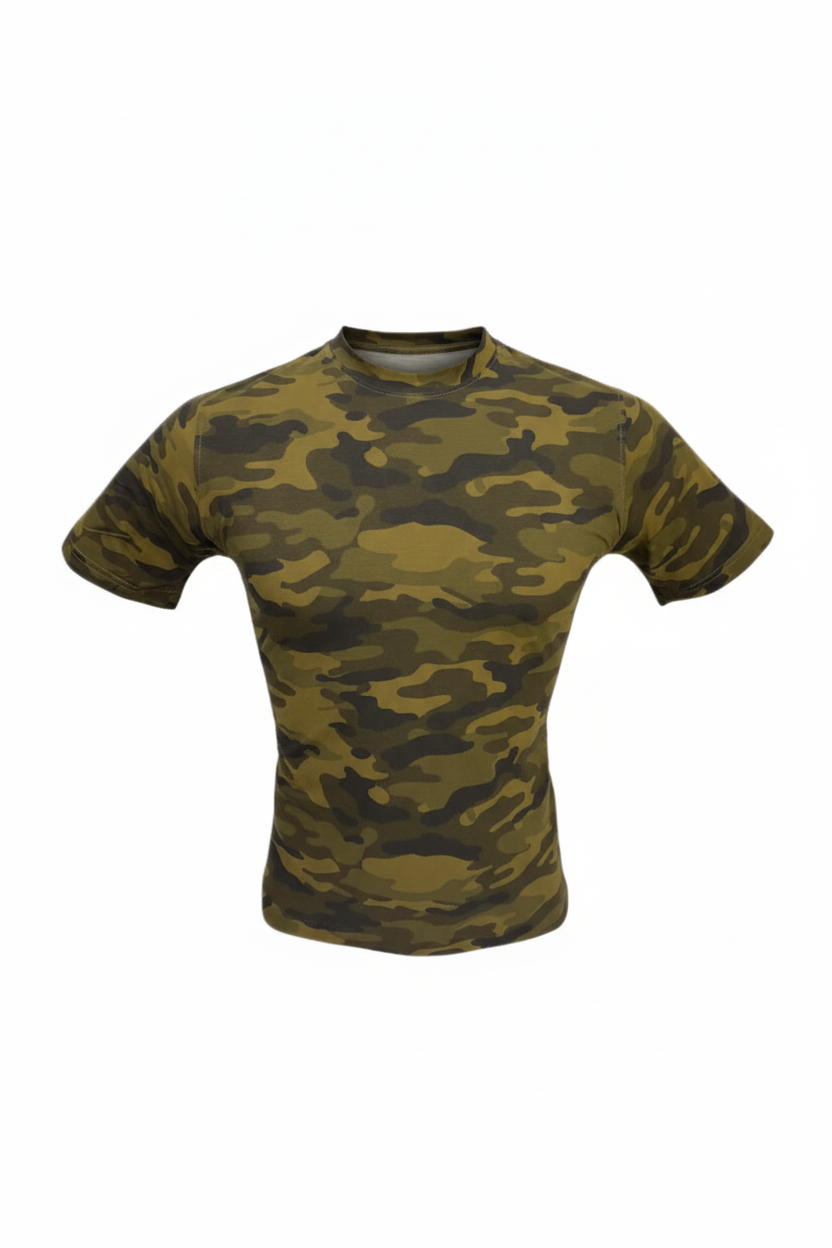 Camouflage t-shirt on a white background