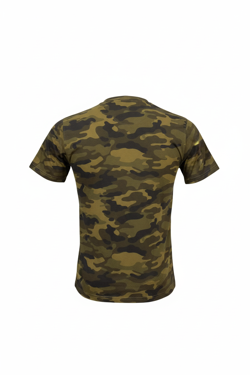 Camouflage t-shirt on a white background