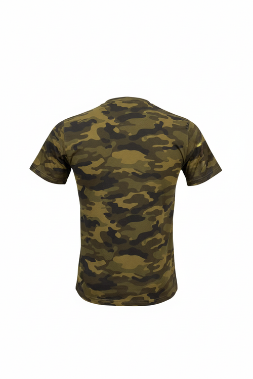Camouflage t-shirt on a white background