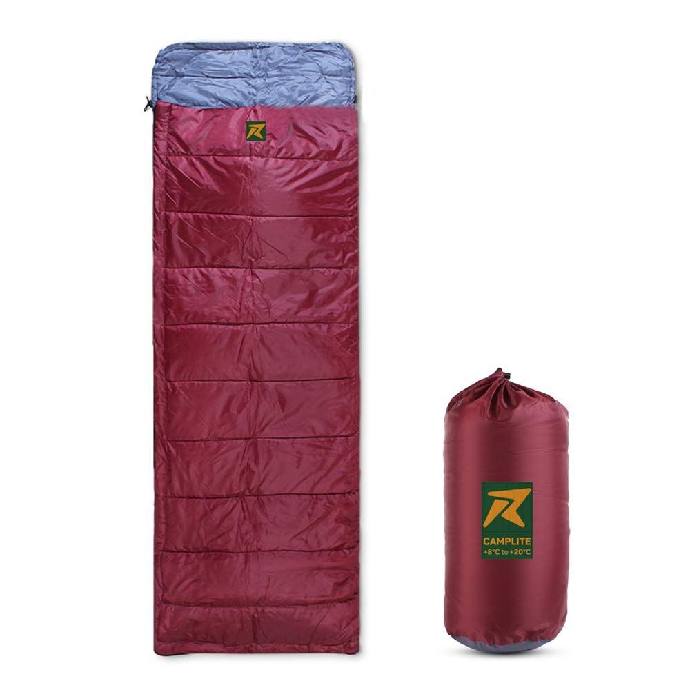 Sleeping Bag Camp Lite +8°C + 20⁰ C (Maroon - Grey) - The Adventure Hut