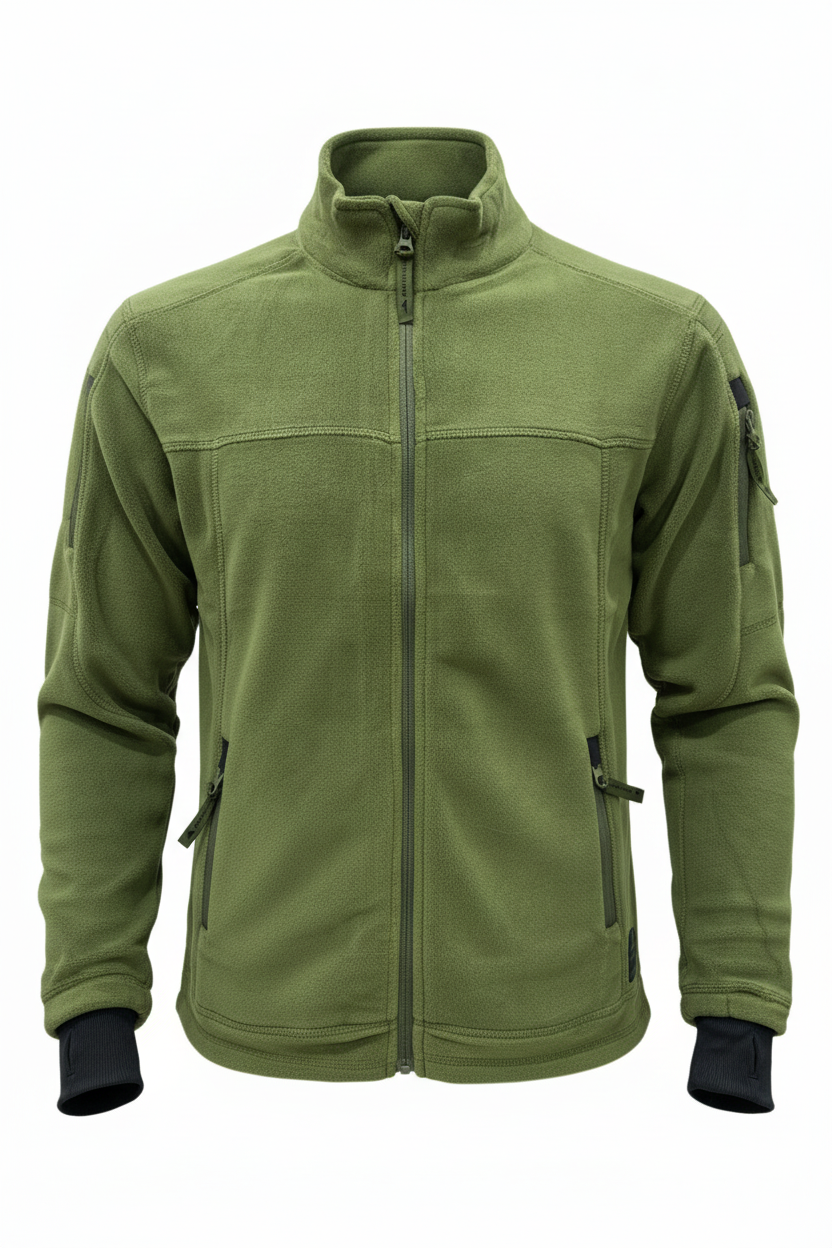 Army Warm Fleece 3 Zip Jacket - Front View