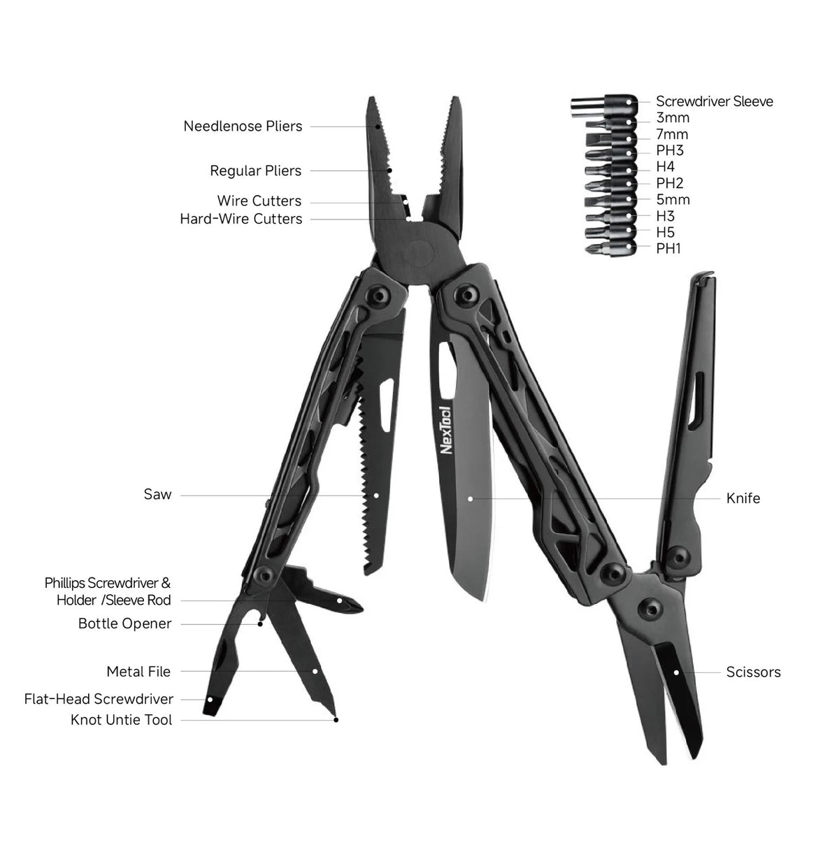 NexTool Black Knight Multi-Tool | 12 Tools - The Adventure Hut