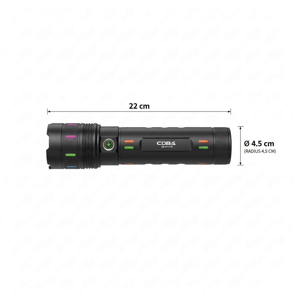 COBA Flashlight Size Reference 22cm x 4.5cm