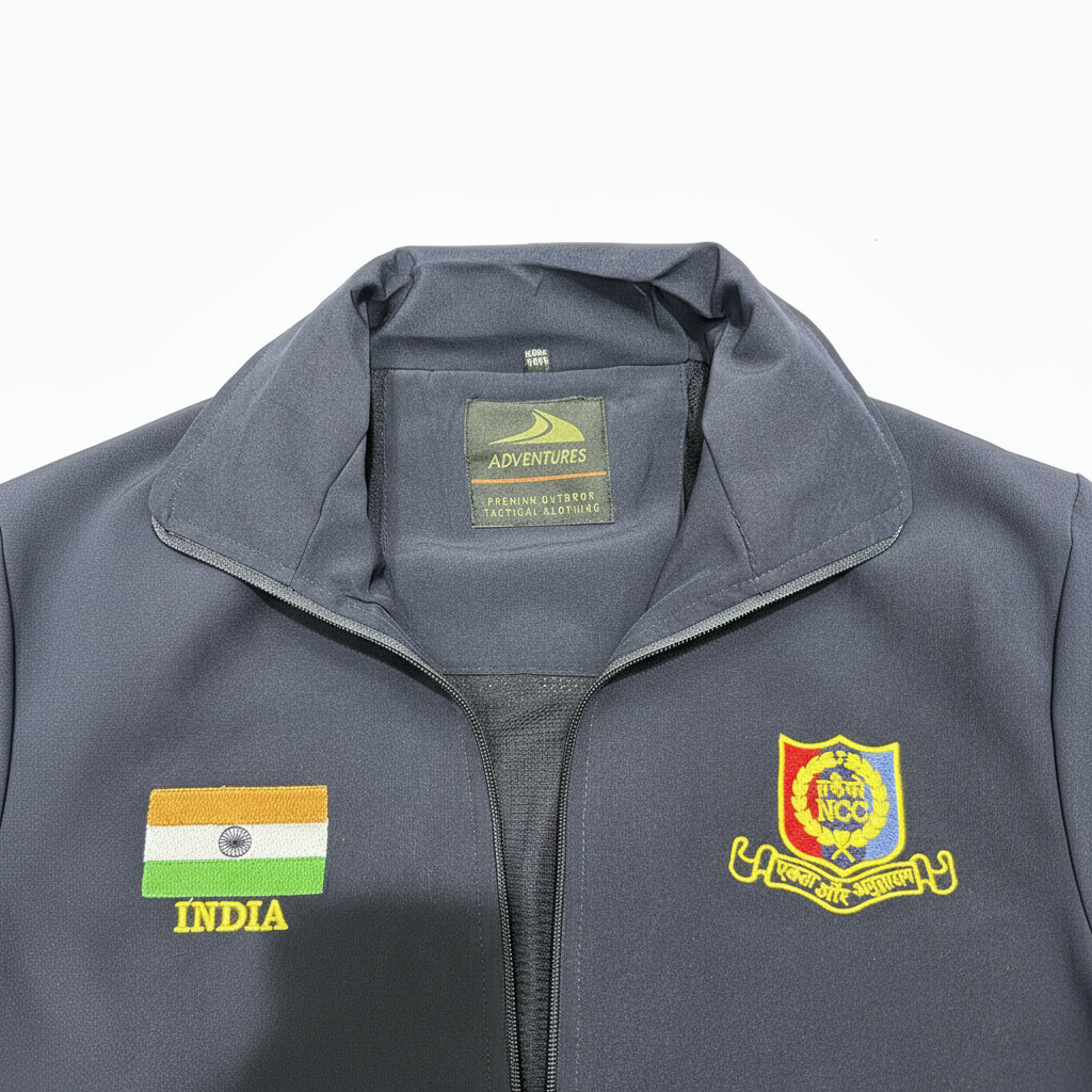 Collar with patches and zipper