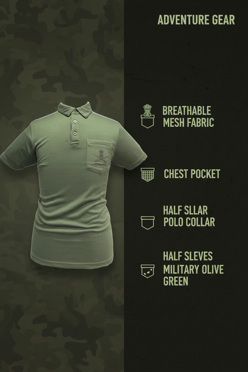 Description Image – Olive Green Army Polo T-Shirt