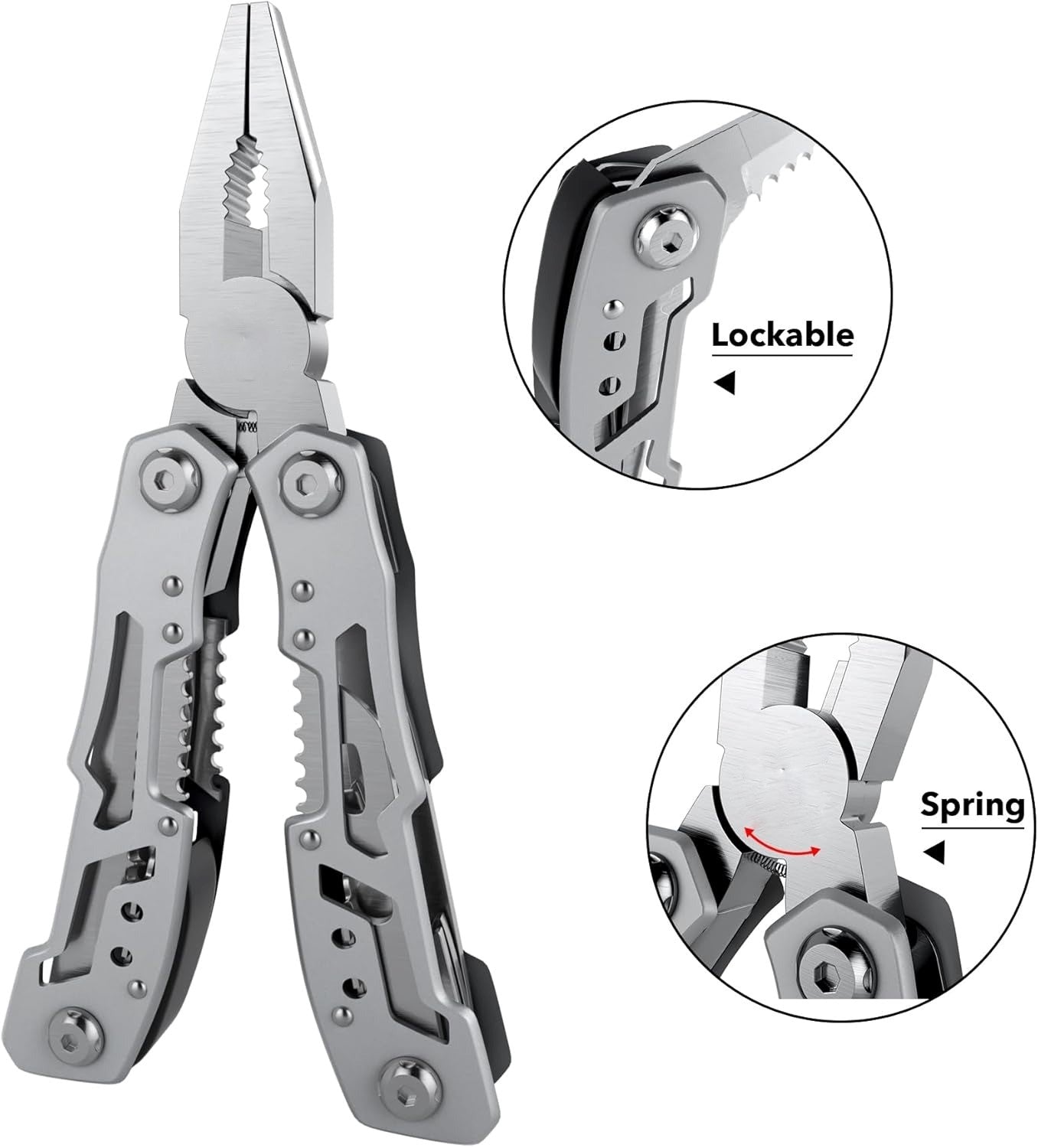 14-in-1 Portable Multi-tool with Safety Locking, Professional Stainless Steel Pliers Pocket Knife,Apply to Survival, Camping,Gifts