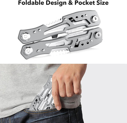 14-in-1 Portable Multi-tool with Safety Locking, Professional Stainless Steel Pliers Pocket Knife,Apply to Survival, Camping,Gifts