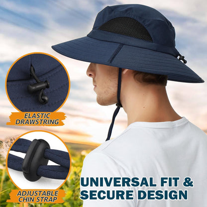 Sun Hat for Men & Women, Wide Brim Foldable Fishing Hat UV Protection Summer Hat (NAVY BLUE)