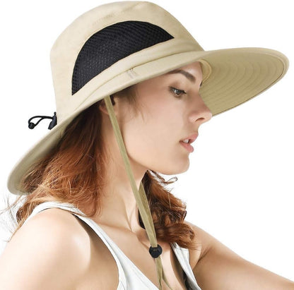 Sun Hats for Men Women, Waterproof Fishing Bucket Hat with UPF 50 UV Protection (Khaki)