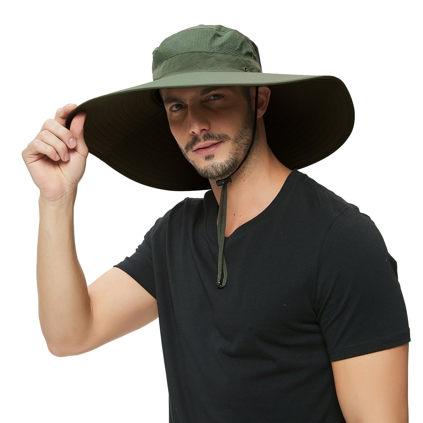 Outdoor Sun Hat for Men & Women Breathable Wide Brim Fishing Hat UPF 50+ UV Protection with Removable Face & Neck Flap for Backpacking Hiking Travel Camping Gardening & Boating