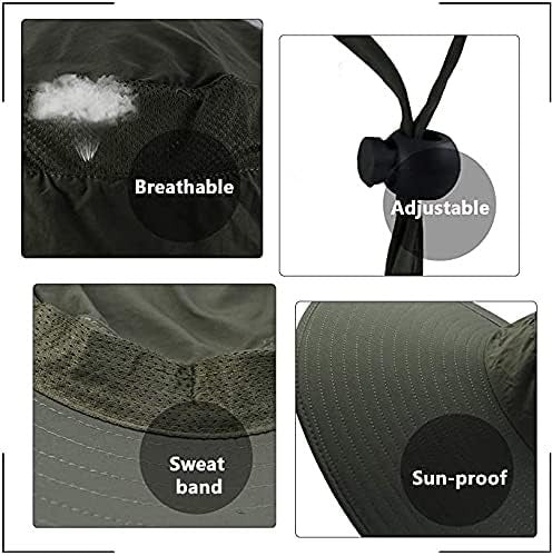 Outdoor Sun Hat for Men & Women Breathable Wide Brim Fishing Hat UPF 50+ UV Protection with Removable Face & Neck Flap for Backpacking Hiking Travel Camping Gardening & Boating