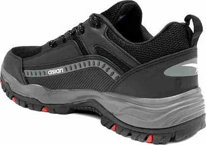 ASIAN Men's Everest-01 Sports Trekking & Hiking,Walking Shoes with Rubber Outsole & Memory Foam Insole Lace-Up Shoes (Black)