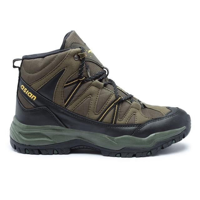 ASIAN Men's Everest-21 Sports Trekking & Hiking,Walking Hi-Neck Shoes with Rubber Outsole & Memory Foam Insole Lace-Up Shoes (Olive Black)